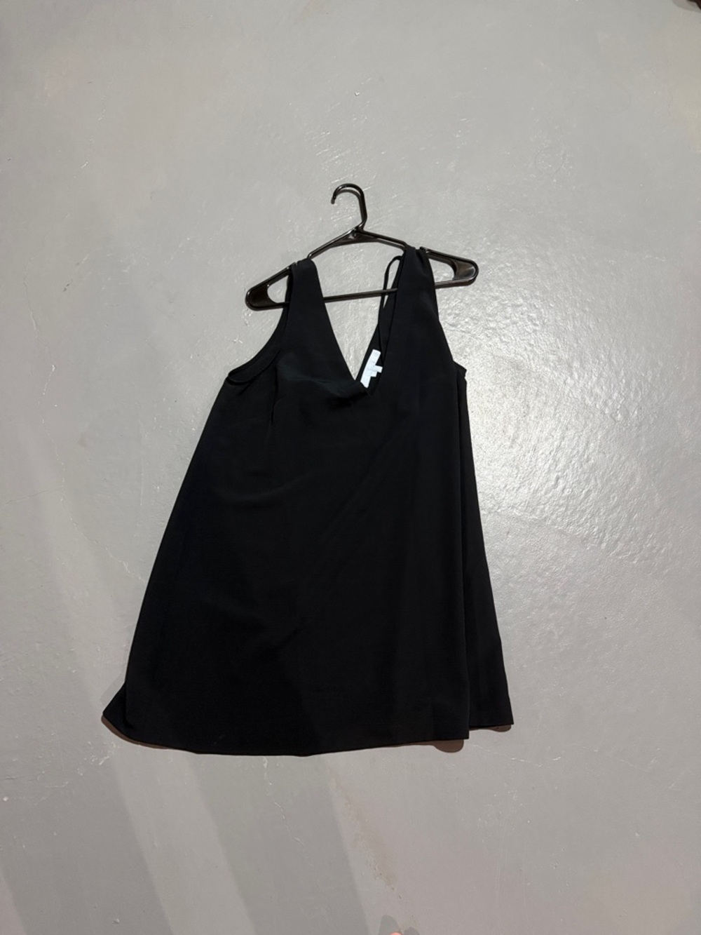 Hill House Black Mini Dress with V-Neck and Wide Straps